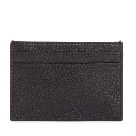 MOSCHINO Logo Leather Card Case, Designer Italian Luxury Wallet, Black Gold, NWT - Picture 2 of 13